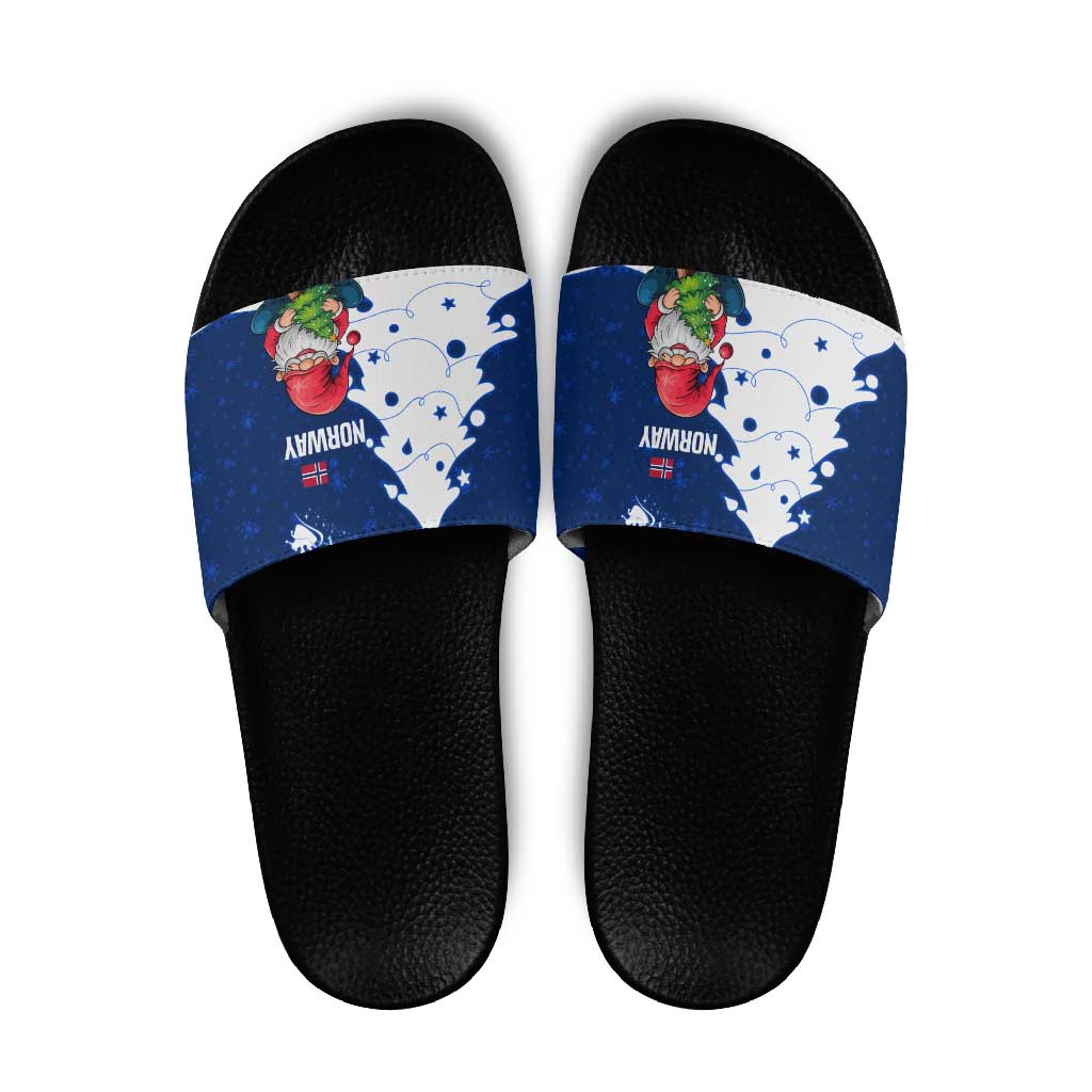 Norway Christmas Slide Sandals with Nordic Gnome Santa White Tree and Snowflake TS04