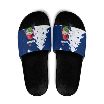 Norway Christmas Slide Sandals with Nordic Gnome Santa White Tree and Snowflake TS04