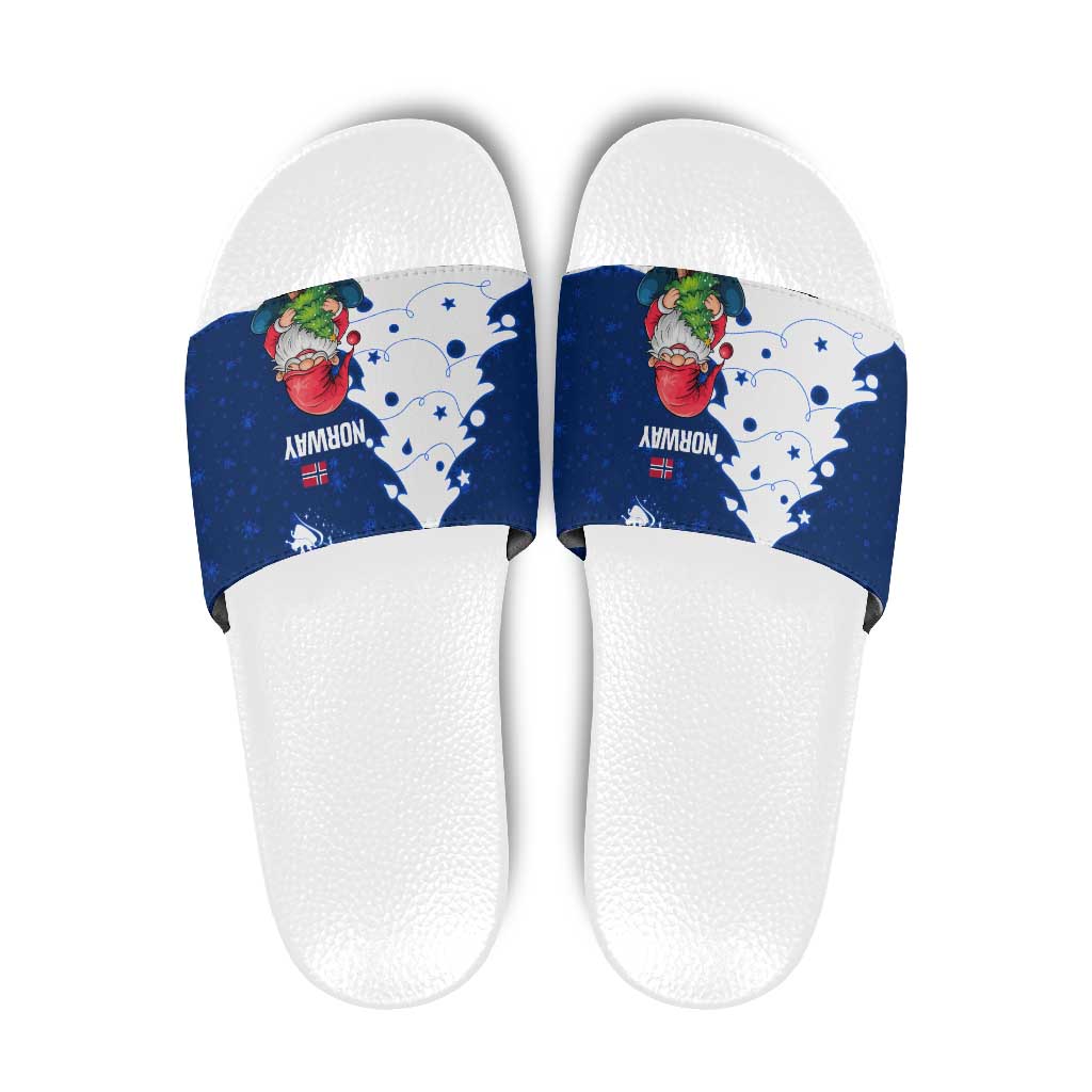 Norway Christmas Slide Sandals with Nordic Gnome Santa White Tree and Snowflake TS04