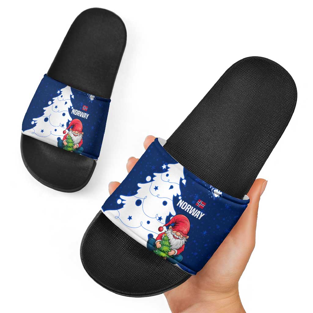Norway Christmas Slide Sandals with Nordic Gnome Santa White Tree and Snowflake TS04