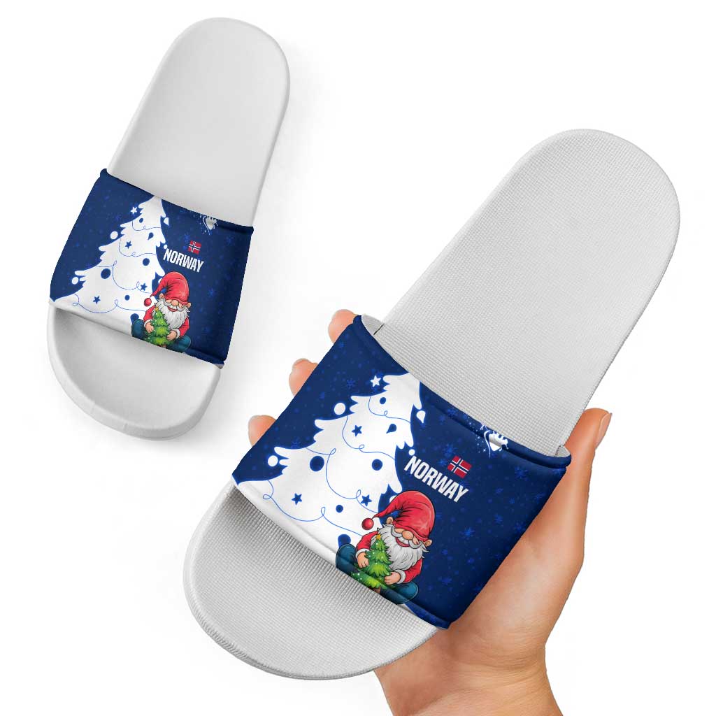 Norway Christmas Slide Sandals with Nordic Gnome Santa White Tree and Snowflake TS04