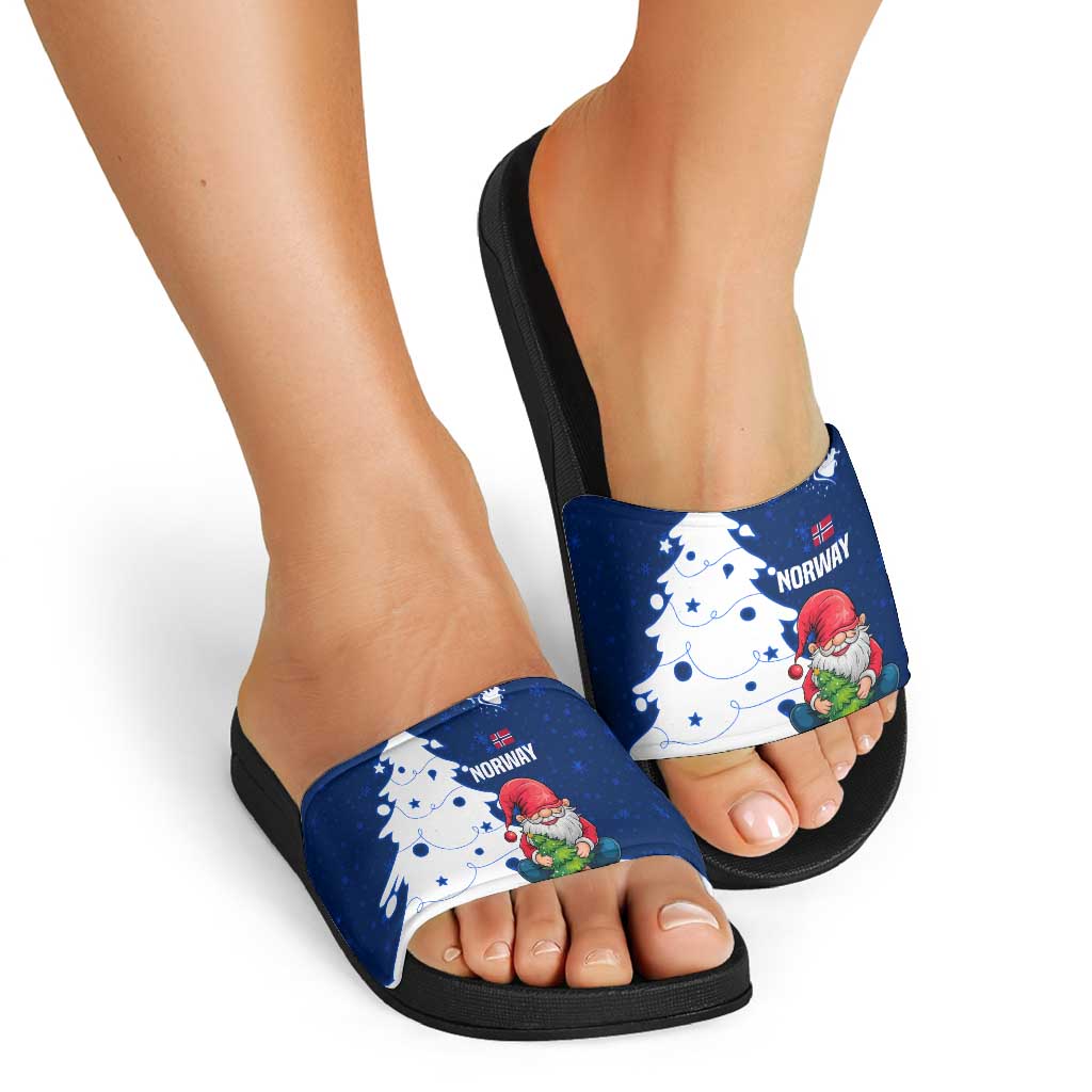 Norway Christmas Slide Sandals with Nordic Gnome Santa White Tree and Snowflake TS04