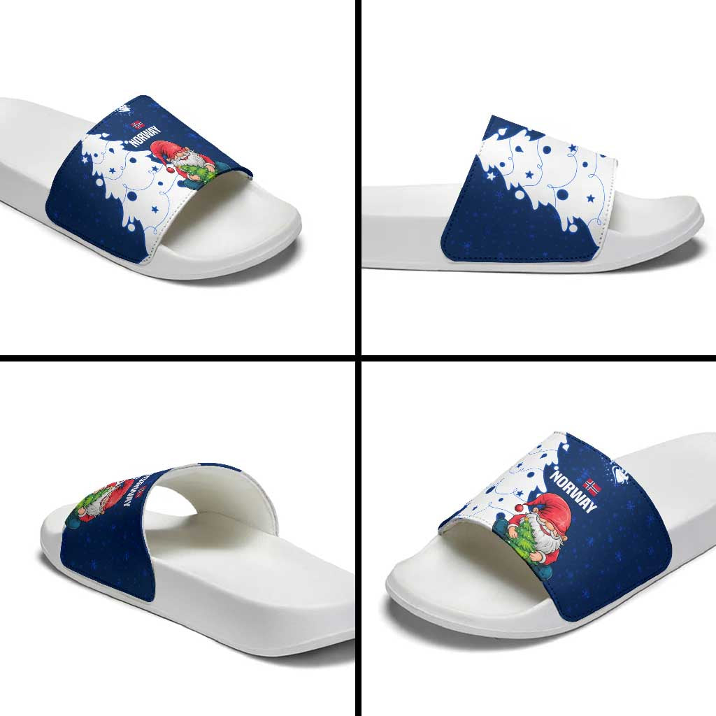 Norway Christmas Slide Sandals with Nordic Gnome Santa White Tree and Snowflake TS04