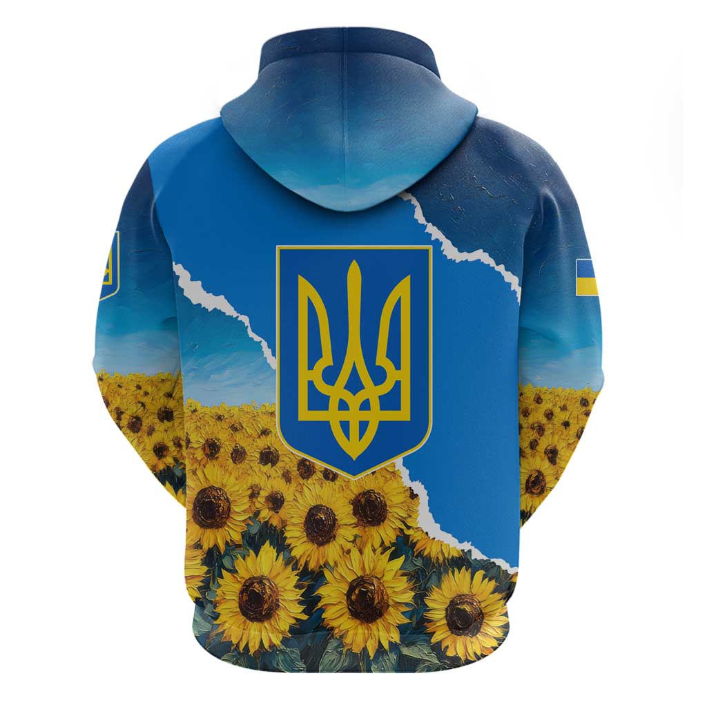 Ukraine Pride Hoodie Map, Flag & Tryzub with Sunflower Field Patriotic TS04