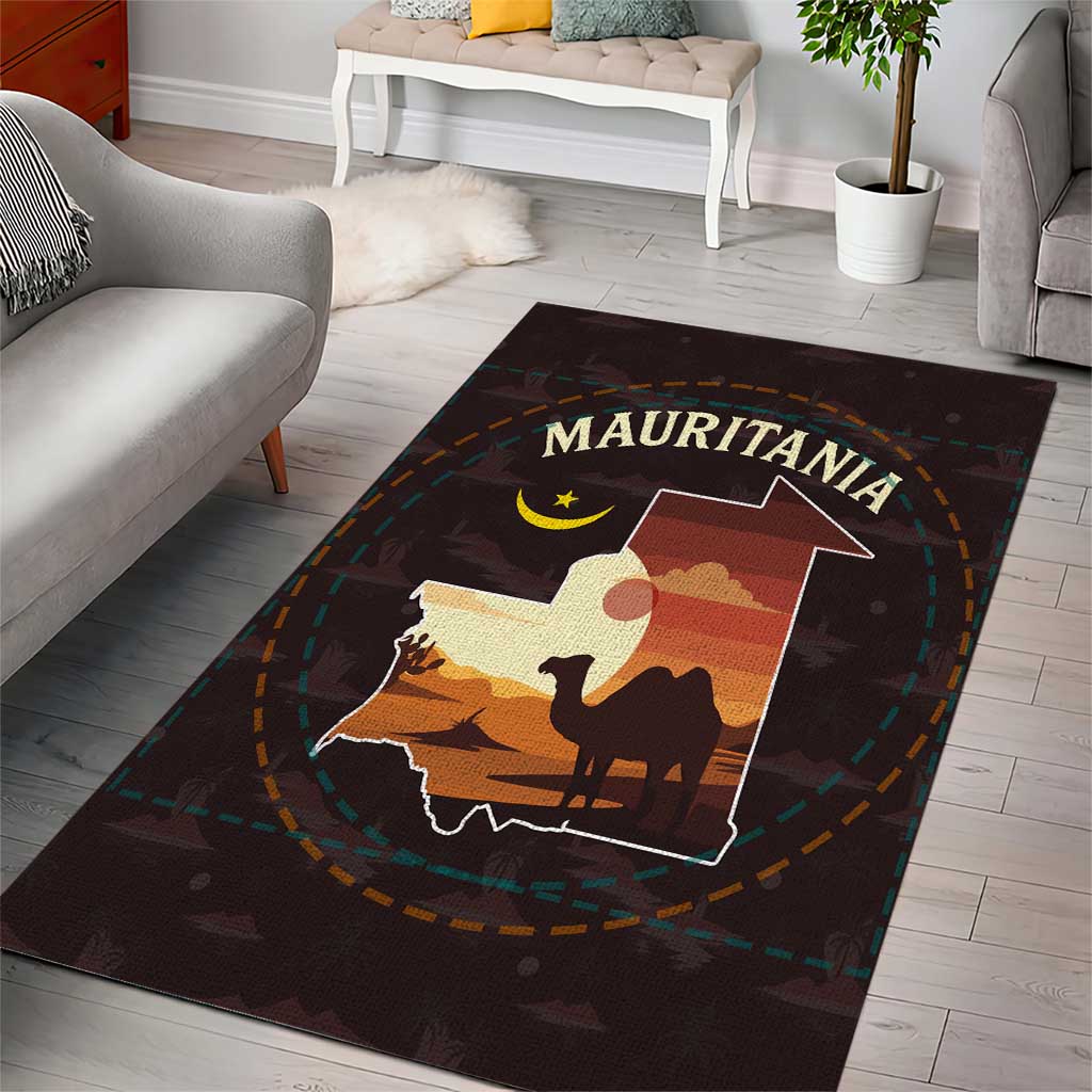 Mauritania Area Rug - Desert Sunset Camel Silhouette and Flag Accents TS04