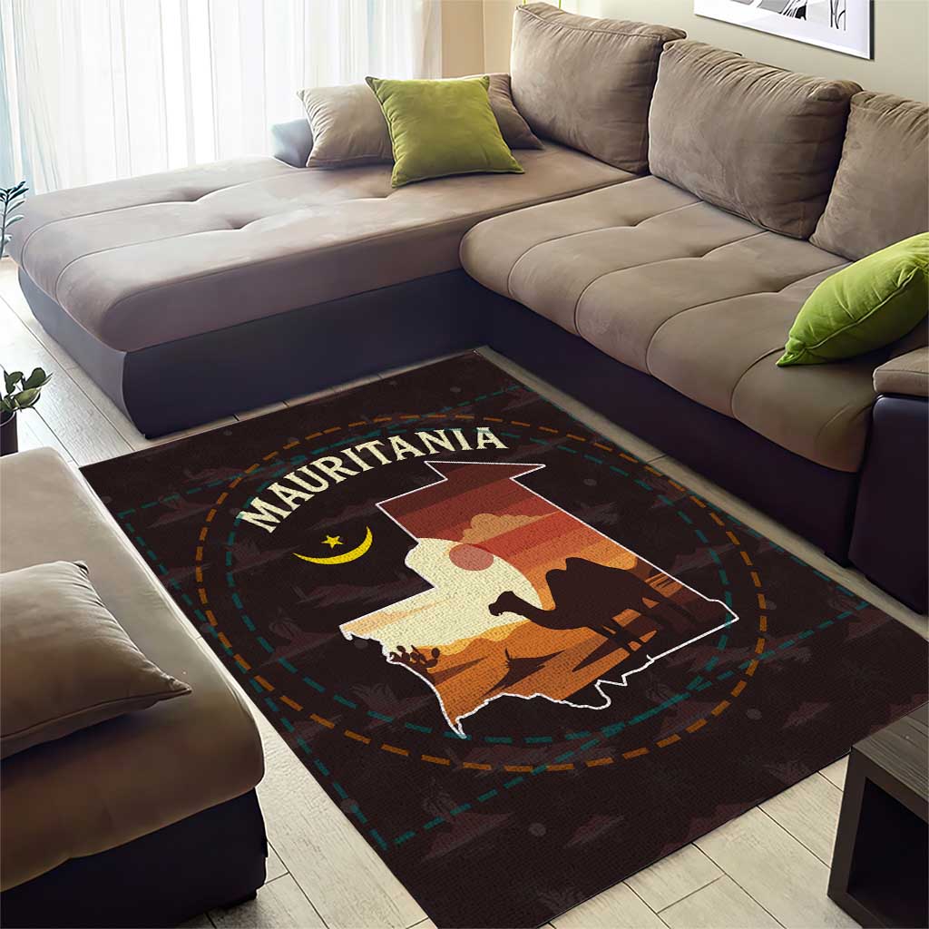 Mauritania Area Rug - Desert Sunset Camel Silhouette and Flag Accents TS04