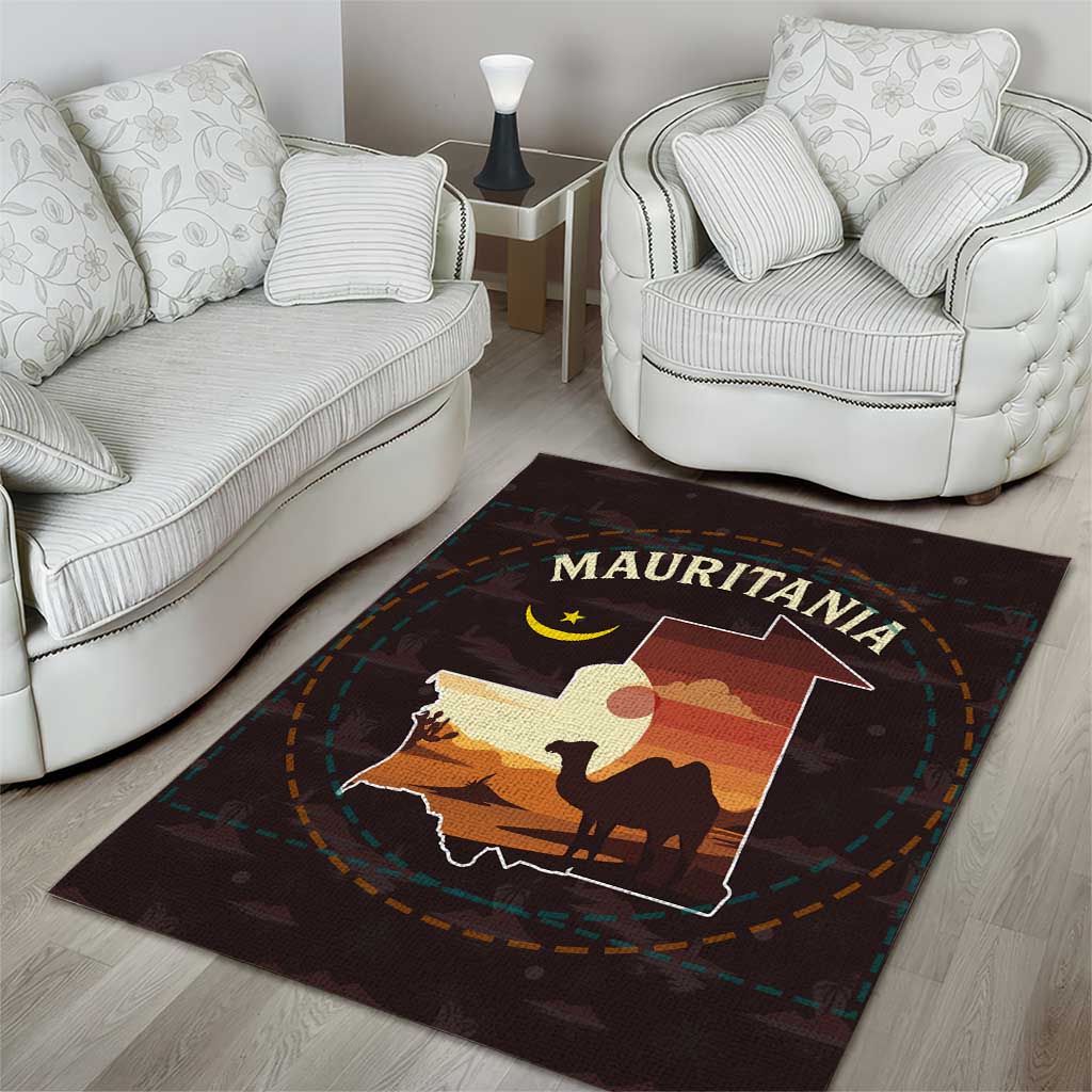 Mauritania Area Rug - Desert Sunset Camel Silhouette and Flag Accents TS04