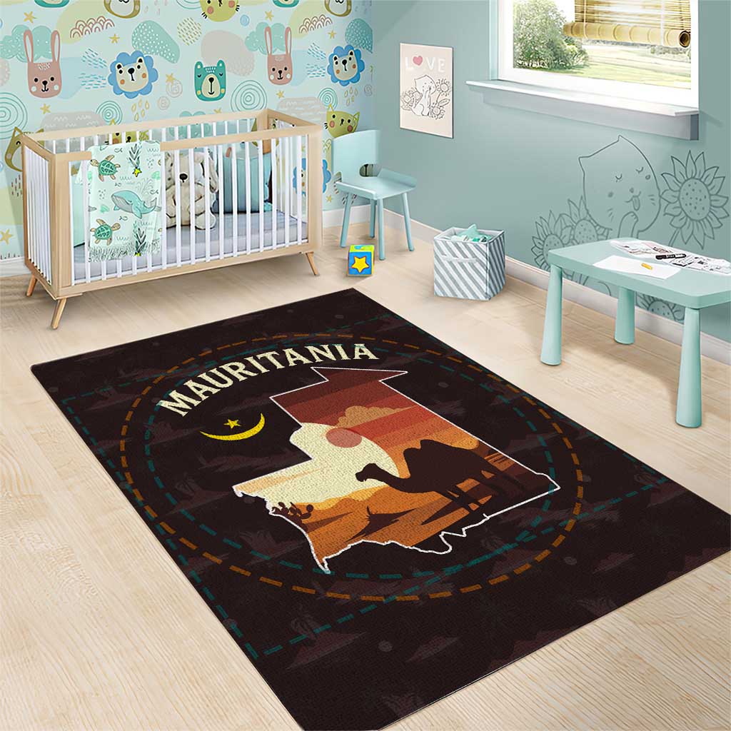 Mauritania Area Rug - Desert Sunset Camel Silhouette and Flag Accents TS04