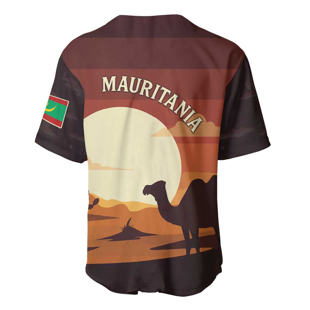 Mauritania Baseball Jersey - Desert Sunset Camel Silhouette and Flag Accents TS04