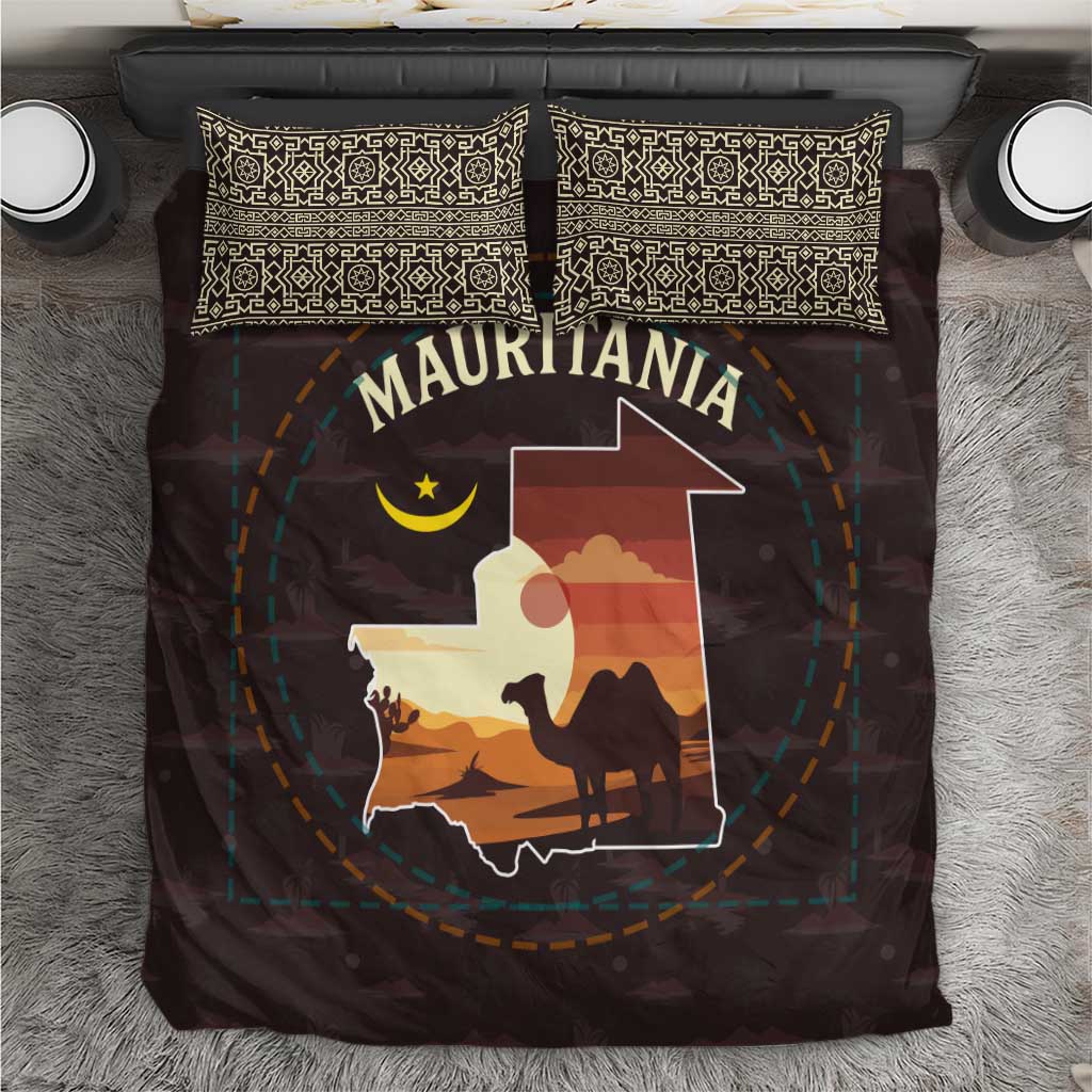 Mauritania Bedding Set - Desert Sunset Camel Silhouette and Flag Accents TS04