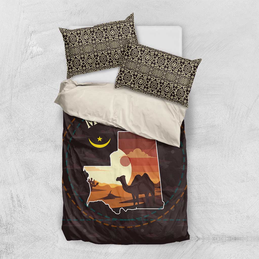 Mauritania Bedding Set - Desert Sunset Camel Silhouette and Flag Accents TS04