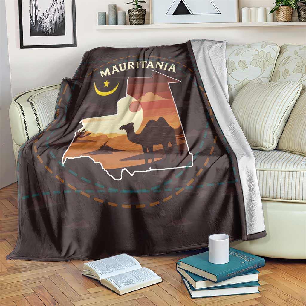 Mauritania Blanket - Desert Sunset Camel Silhouette and Flag Accents TS04