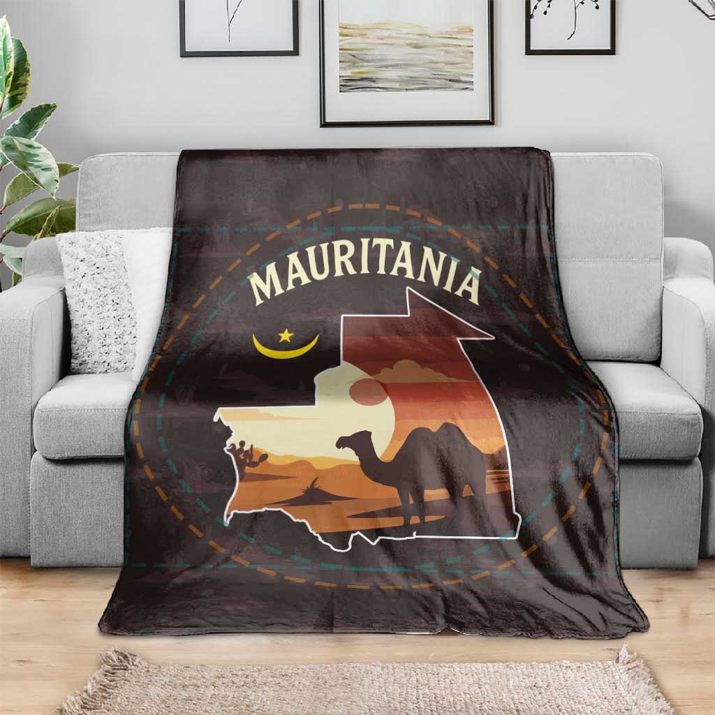 Mauritania Blanket - Desert Sunset Camel Silhouette and Flag Accents TS04