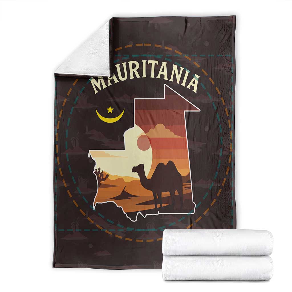 Mauritania Blanket - Desert Sunset Camel Silhouette and Flag Accents TS04