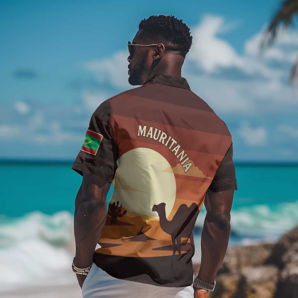 Mauritania Hawaiian Shirt - Desert Sunset Camel Silhouette and Flag Accents TS04
