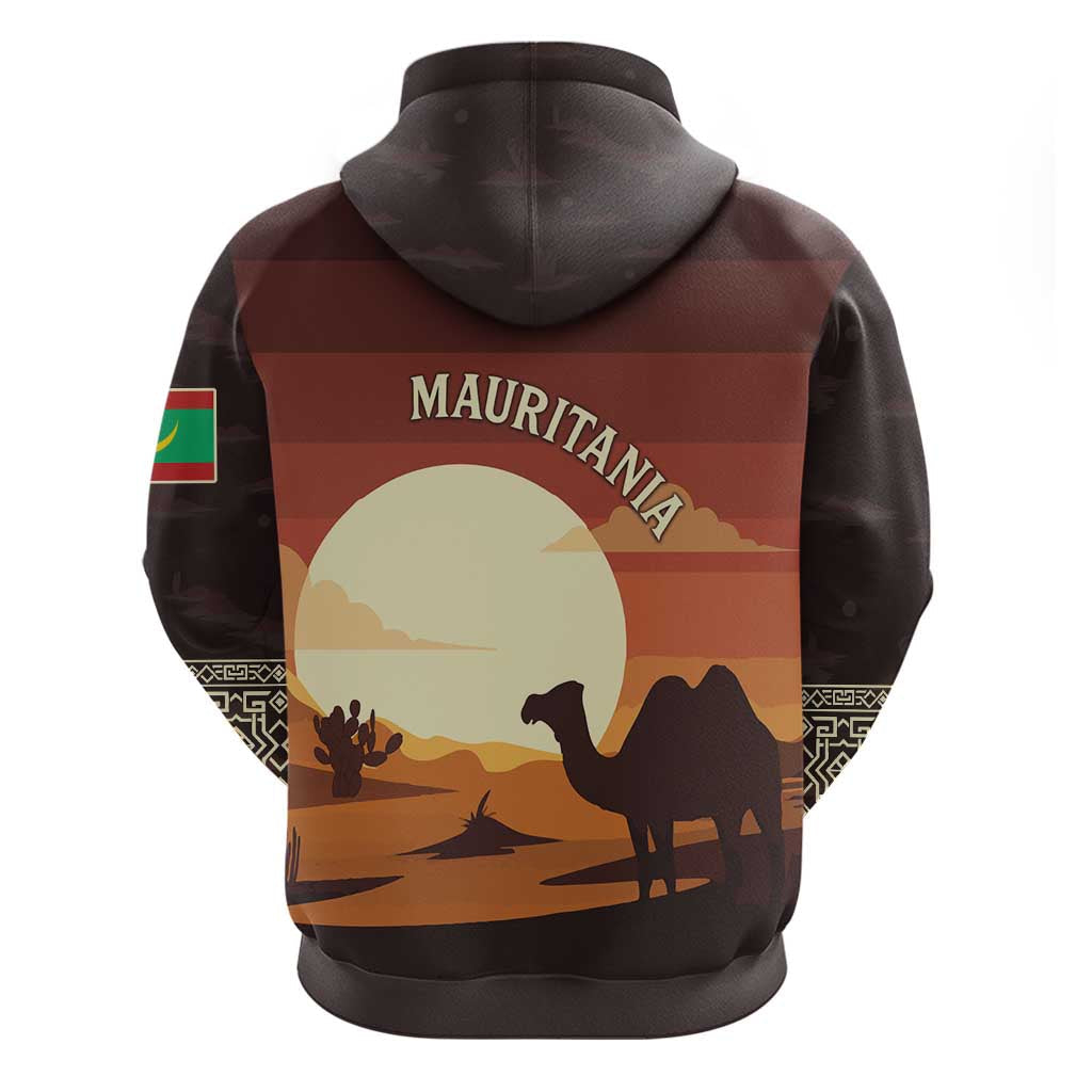 Mauritania Hoodie with Desert Sunset Camel Silhouette and Flag Accents TS04