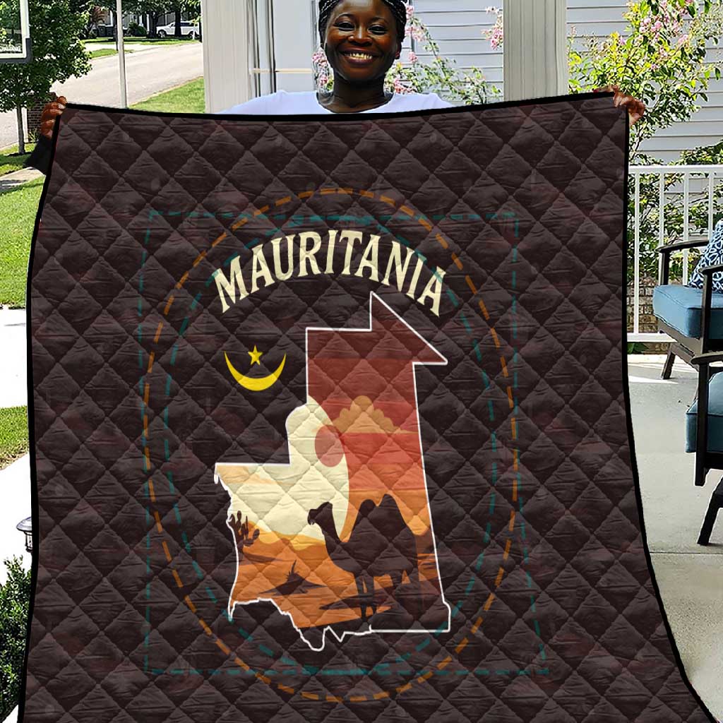 Mauritania Quilt - Desert Sunset Camel Silhouette and Flag Accents TS04
