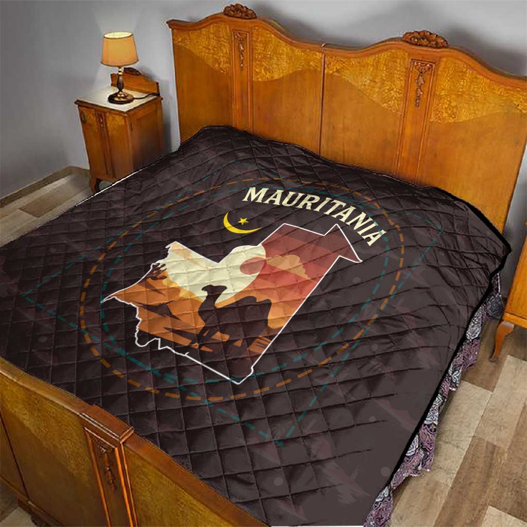 Mauritania Quilt - Desert Sunset Camel Silhouette and Flag Accents TS04