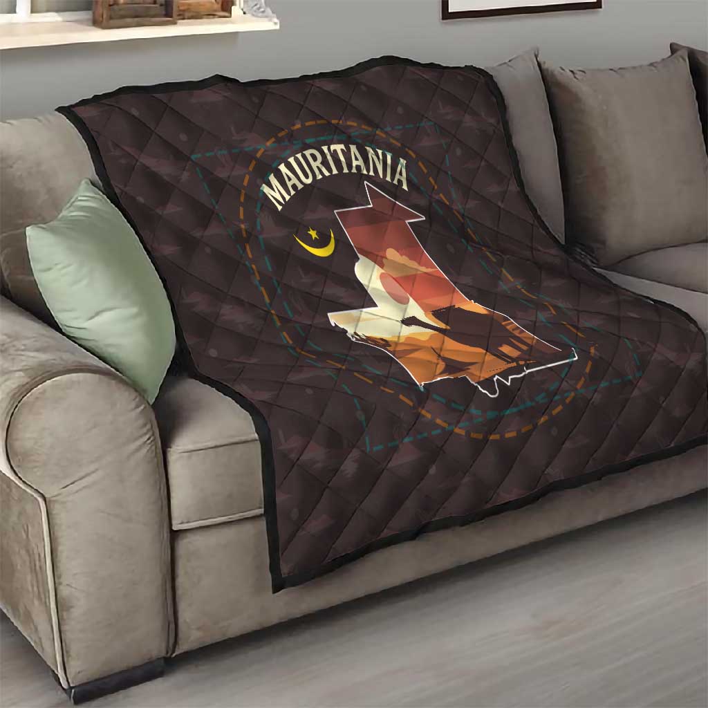 Mauritania Quilt - Desert Sunset Camel Silhouette and Flag Accents TS04