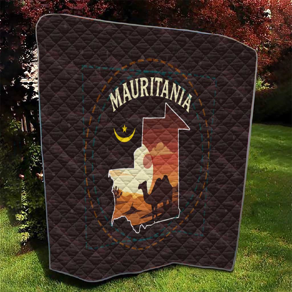 Mauritania Quilt - Desert Sunset Camel Silhouette and Flag Accents TS04