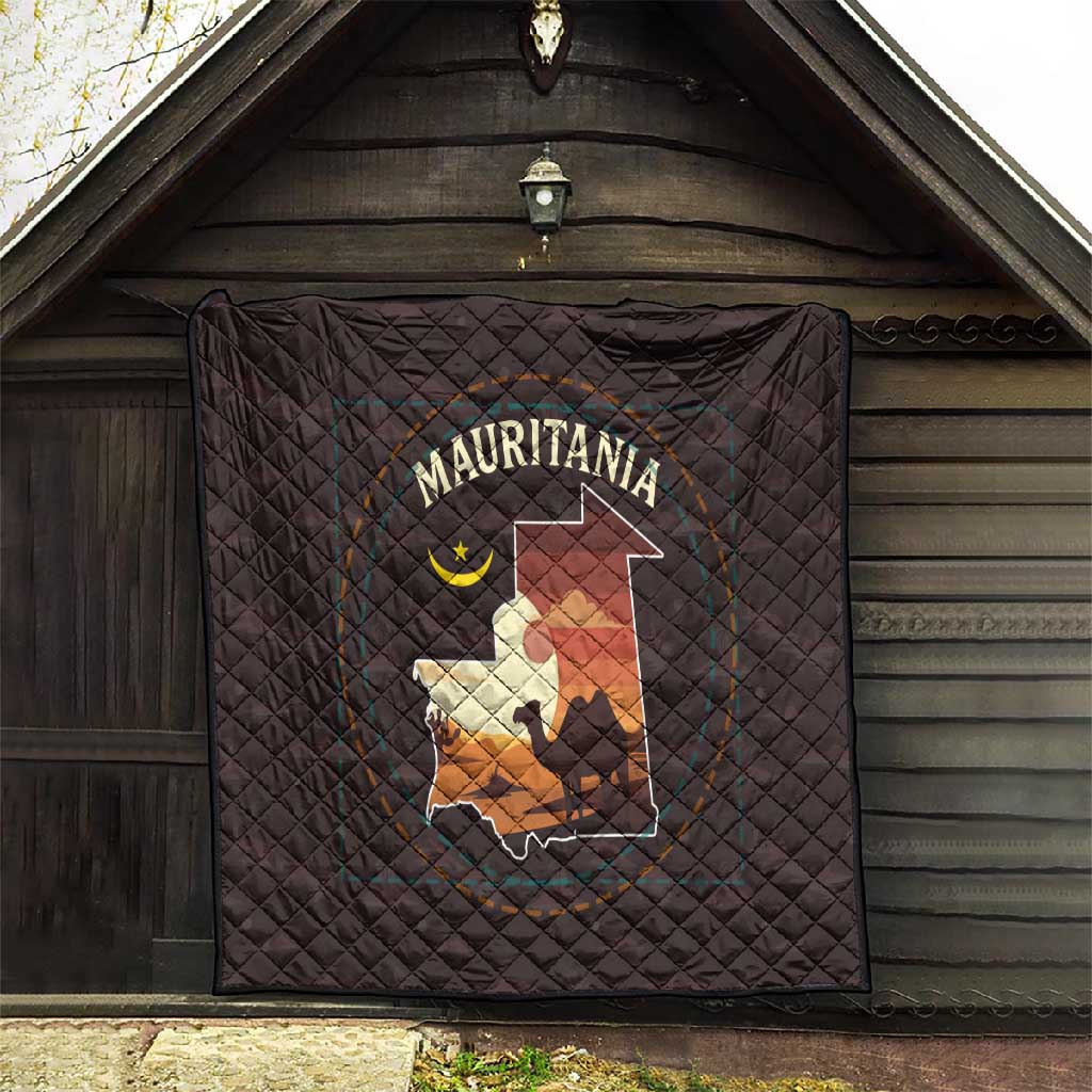 Mauritania Quilt - Desert Sunset Camel Silhouette and Flag Accents TS04