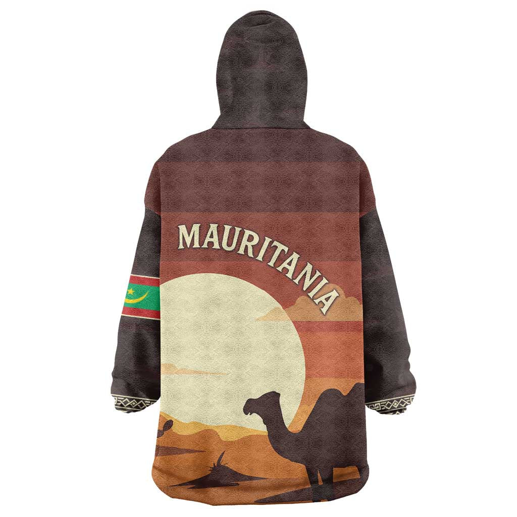 Mauritania Wearable Blanket Hoodie - Desert Sunset Camel Silhouette and Flag Accents TS04