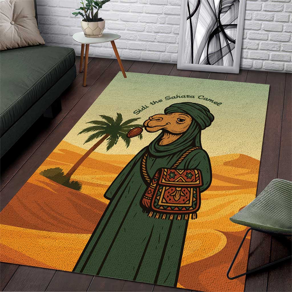 Mauritania Area Rug - Sidi the Sahara Camel Cartoon and Desert Caravan Design TS04