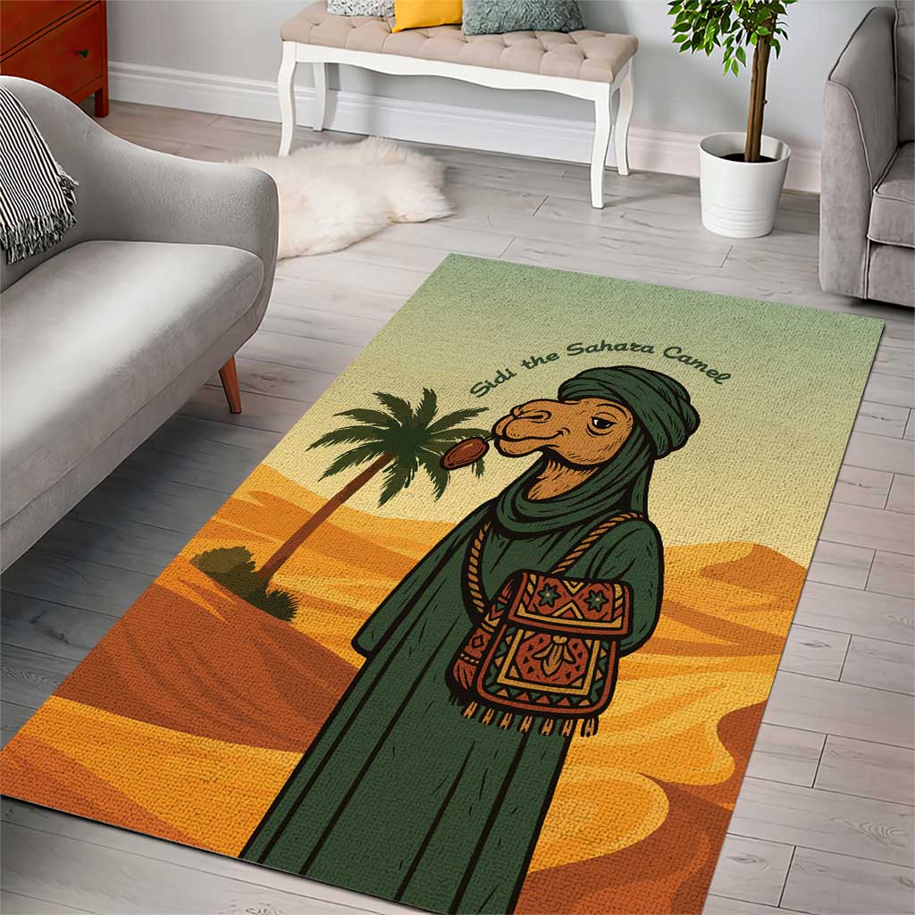 Mauritania Area Rug - Sidi the Sahara Camel Cartoon and Desert Caravan Design TS04
