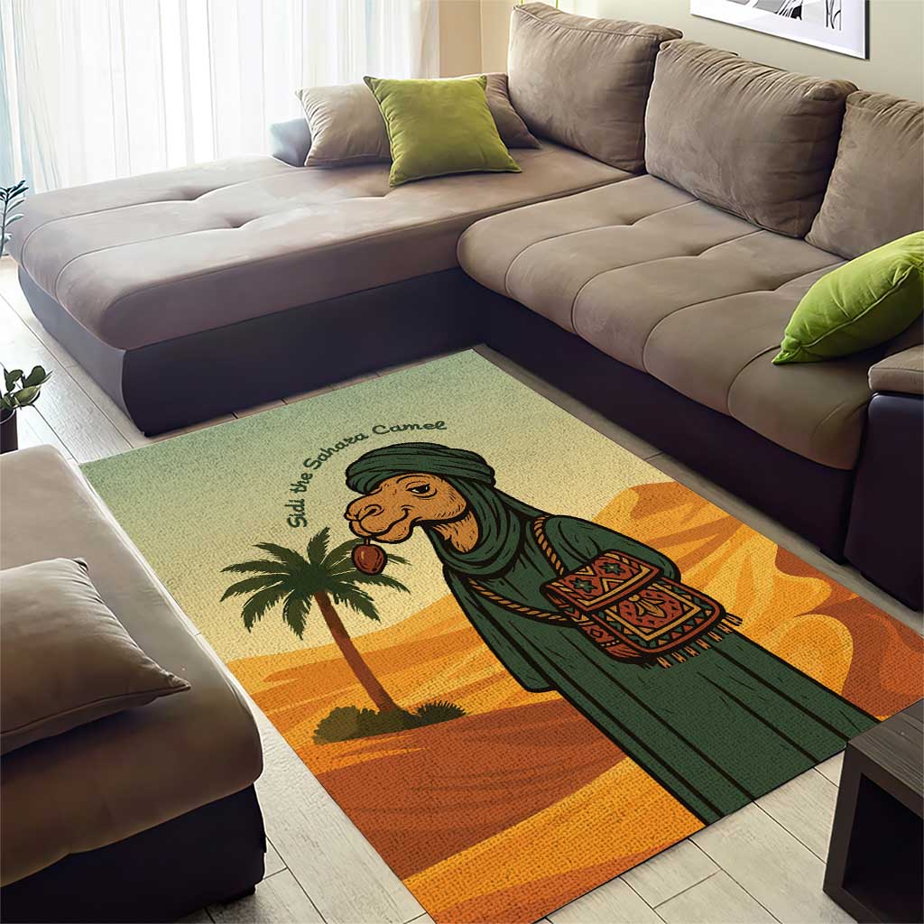Mauritania Area Rug - Sidi the Sahara Camel Cartoon and Desert Caravan Design TS04