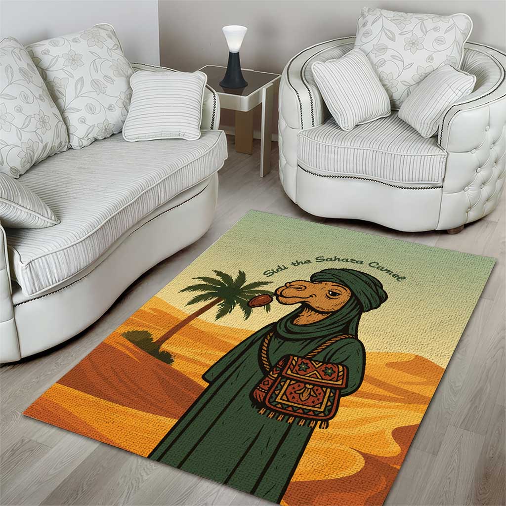 Mauritania Area Rug - Sidi the Sahara Camel Cartoon and Desert Caravan Design TS04