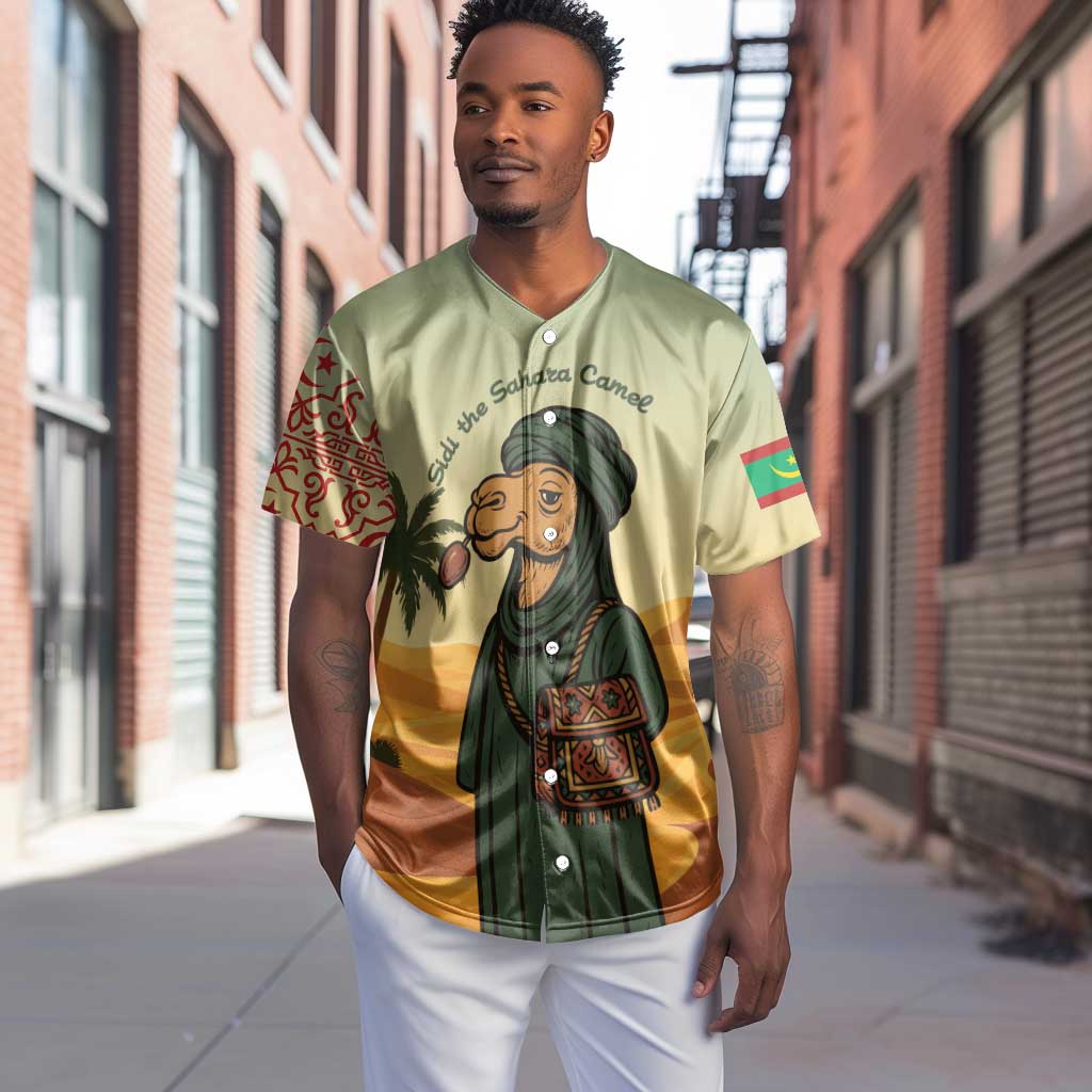 Mauritania Baseball Jersey - Sidi the Sahara Camel Cartoon and Desert Caravan Design TS04