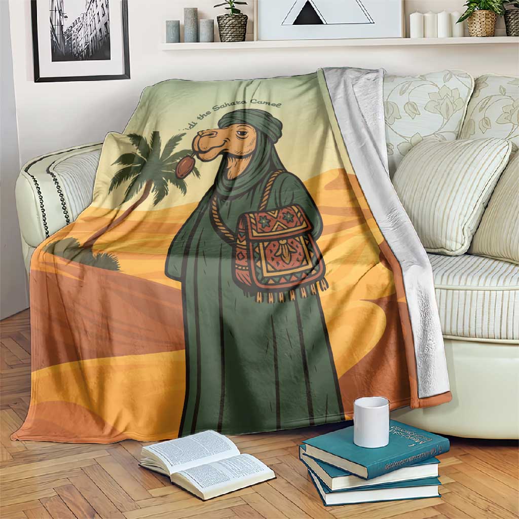Mauritania Blanket - Sidi the Sahara Camel Cartoon and Desert Caravan Design TS04