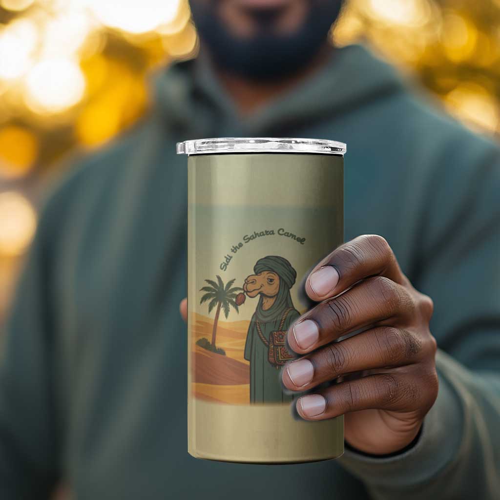 Mauritania 4 in 1 Can Cooler Tumbler - Sidi the Sahara Camel Cartoon and Desert Caravan Design TS04