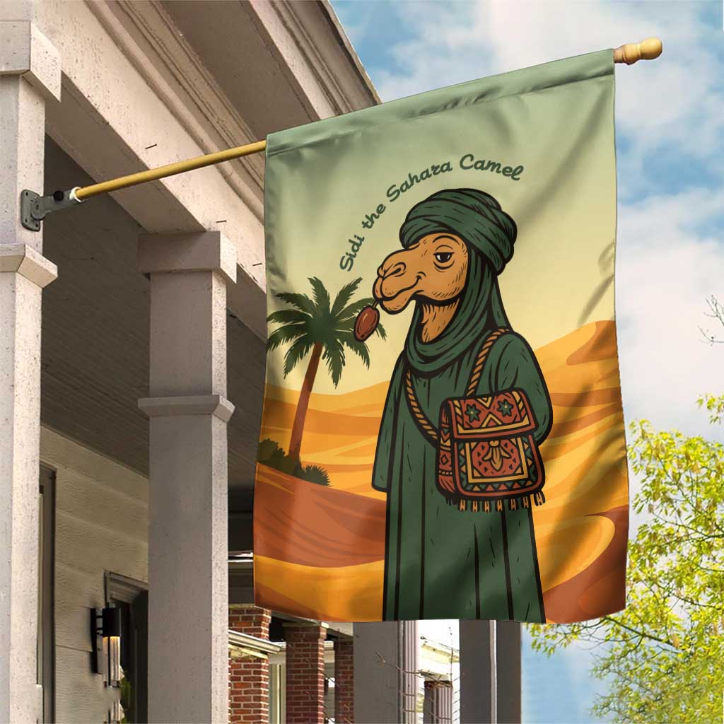 Mauritania Garden Flag - Sidi the Sahara Camel Cartoon and Desert Caravan Design TS04