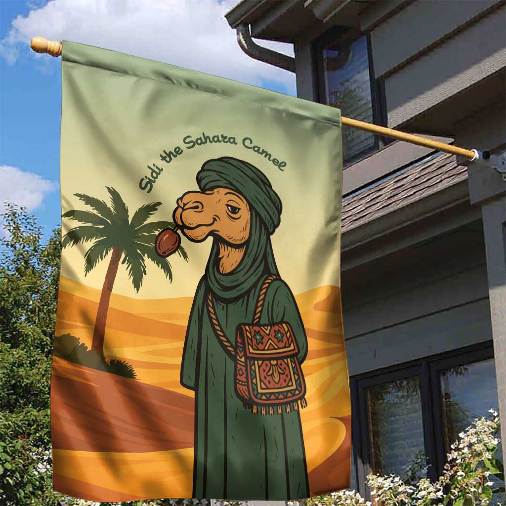 Mauritania Garden Flag - Sidi the Sahara Camel Cartoon and Desert Caravan Design TS04