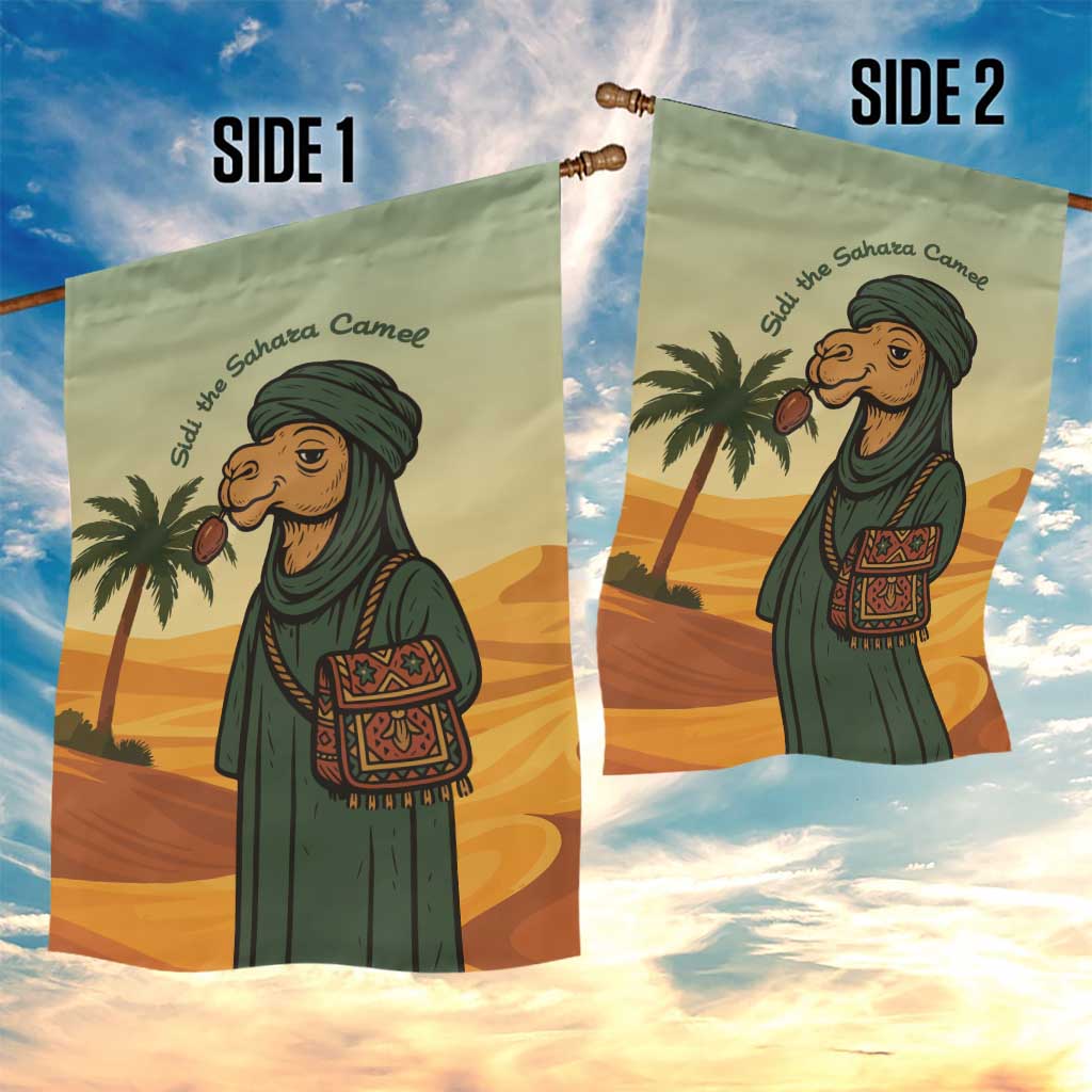 Mauritania Garden Flag - Sidi the Sahara Camel Cartoon and Desert Caravan Design TS04