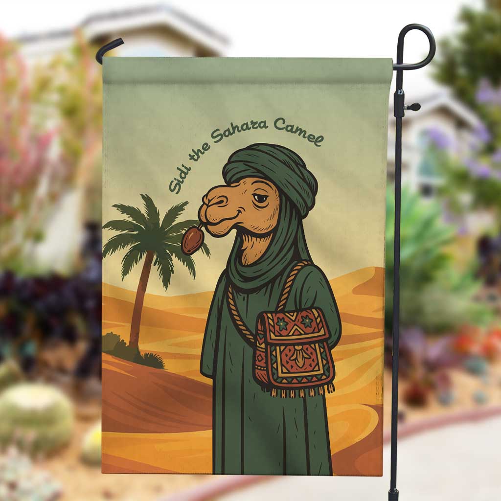Mauritania Garden Flag - Sidi the Sahara Camel Cartoon and Desert Caravan Design TS04