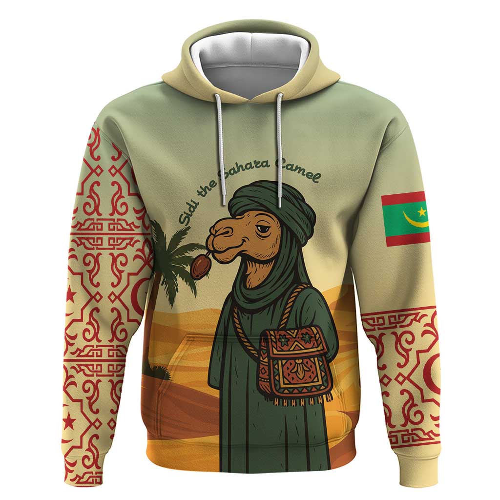 Mauritania Hoodie with Sidi the Sahara Camel Cartoon and Desert Caravan Design TS04