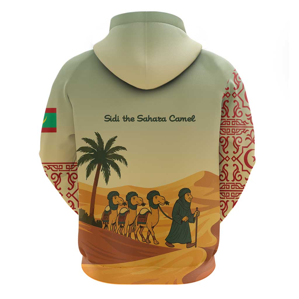 Mauritania Hoodie with Sidi the Sahara Camel Cartoon and Desert Caravan Design TS04