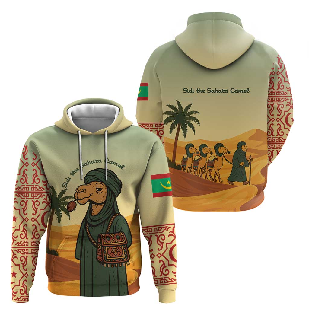 Mauritania Hoodie with Sidi the Sahara Camel Cartoon and Desert Caravan Design TS04