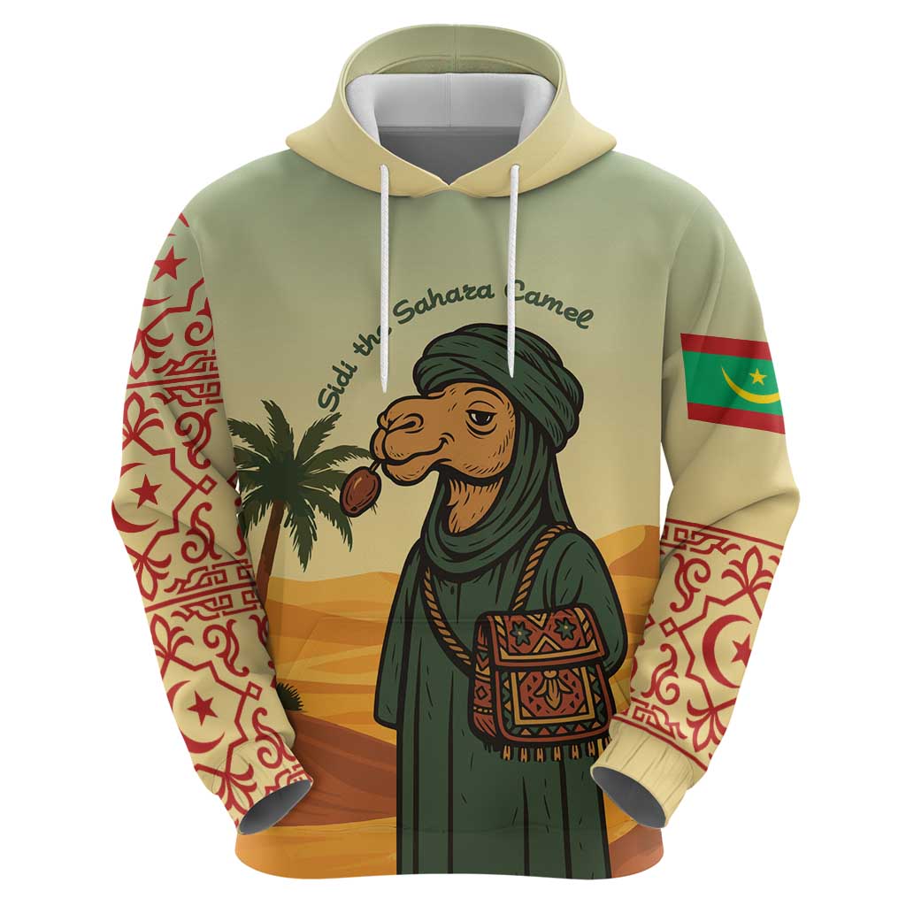 Mauritania Hoodie with Sidi the Sahara Camel Cartoon and Desert Caravan Design TS04