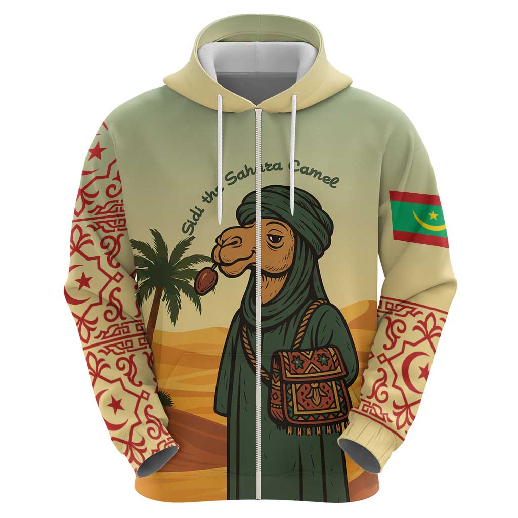 Mauritania Hoodie with Sidi the Sahara Camel Cartoon and Desert Caravan Design TS04