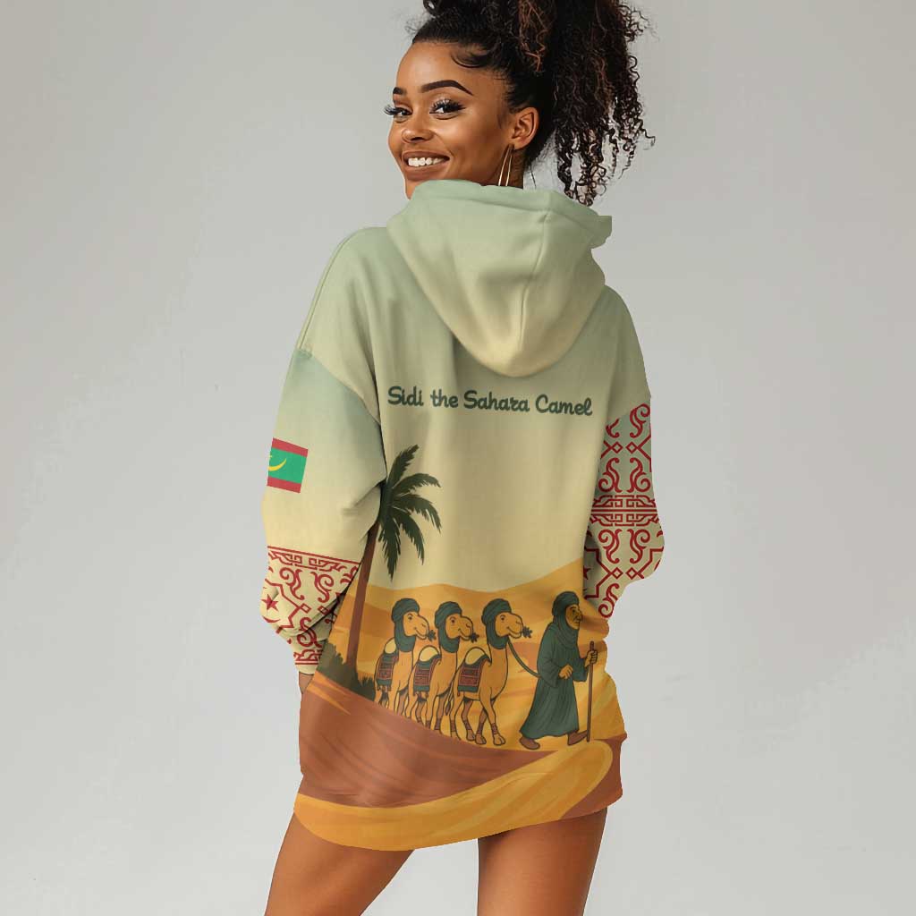 Mauritania Hoodie Dress - Sidi the Sahara Camel Cartoon and Desert Caravan Design TS04