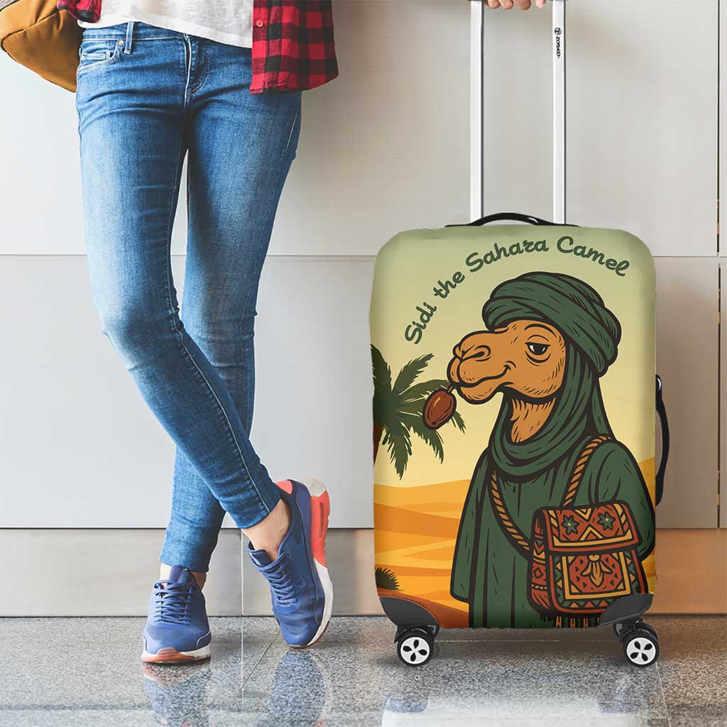 Mauritania Luggage Cover with Sidi the Sahara Camel Cartoon and Desert Caravan Design TS04