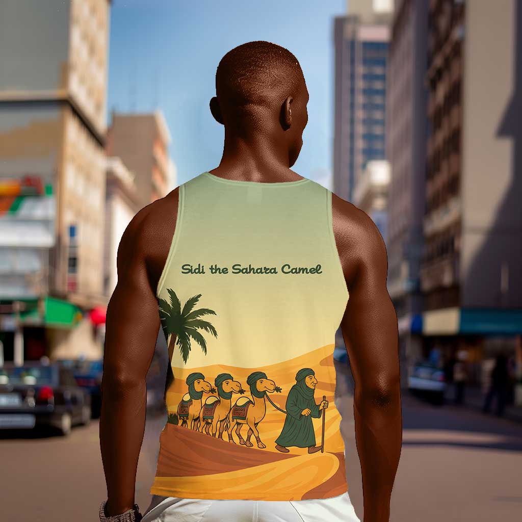 Mauritania Men Tank Top - Sidi the Sahara Camel Cartoon and Desert Caravan Design TS04