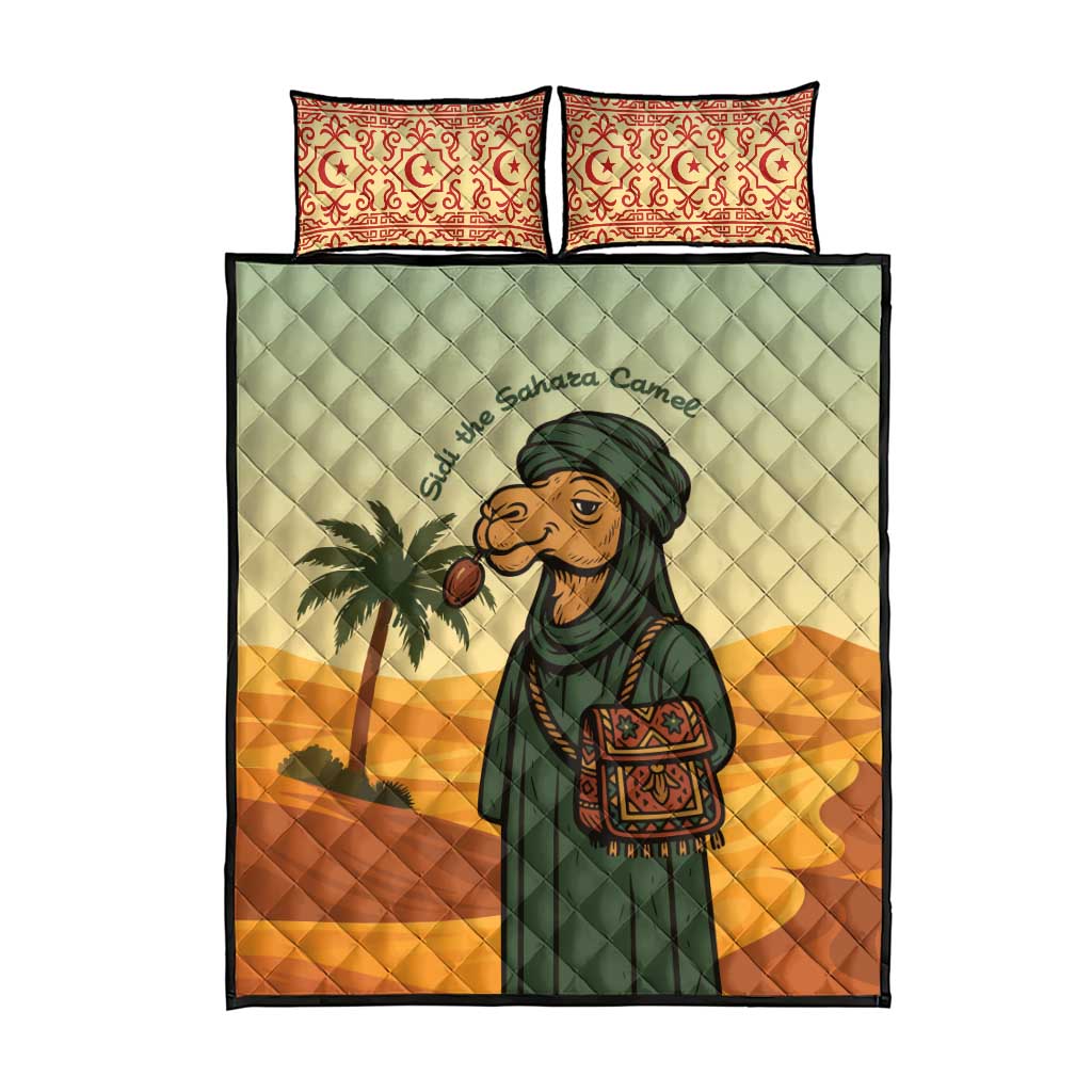 Mauritania Quilt Bed Set - Sidi the Sahara Camel Cartoon and Desert Caravan Design TS04