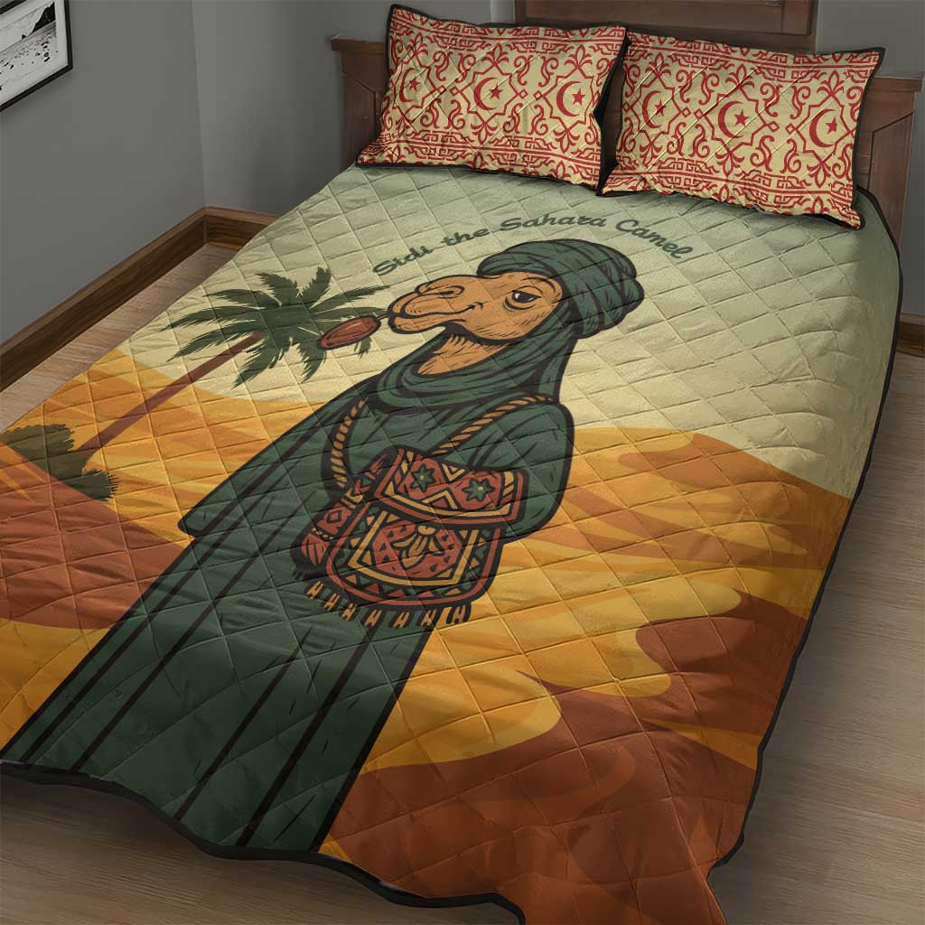 Mauritania Quilt Bed Set - Sidi the Sahara Camel Cartoon and Desert Caravan Design TS04