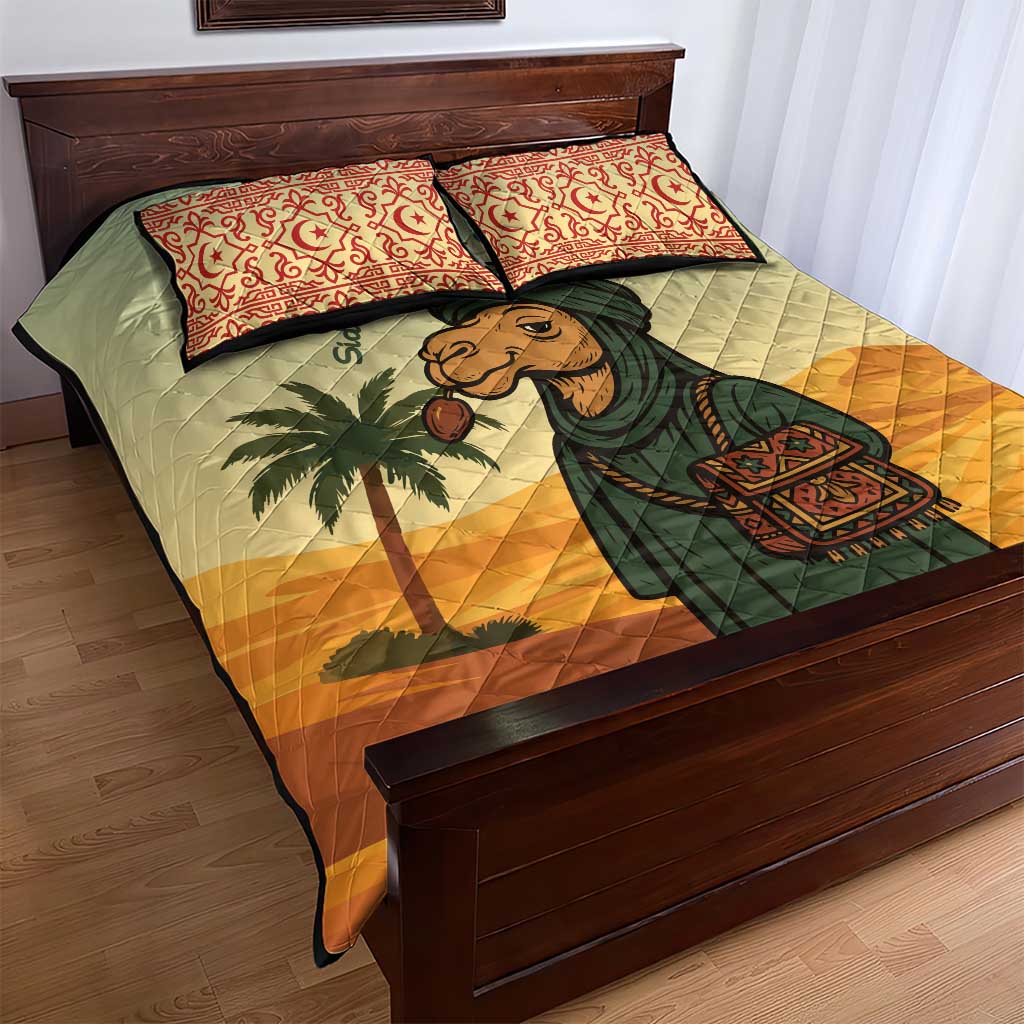 Mauritania Quilt Bed Set - Sidi the Sahara Camel Cartoon and Desert Caravan Design TS04