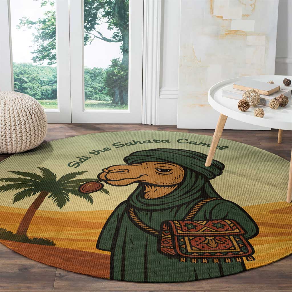 Mauritania Round Carpet - Sidi the Sahara Camel Cartoon and Desert Caravan Design TS04