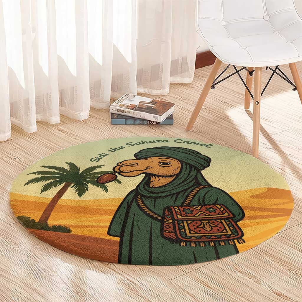 Mauritania Round Carpet - Sidi the Sahara Camel Cartoon and Desert Caravan Design TS04
